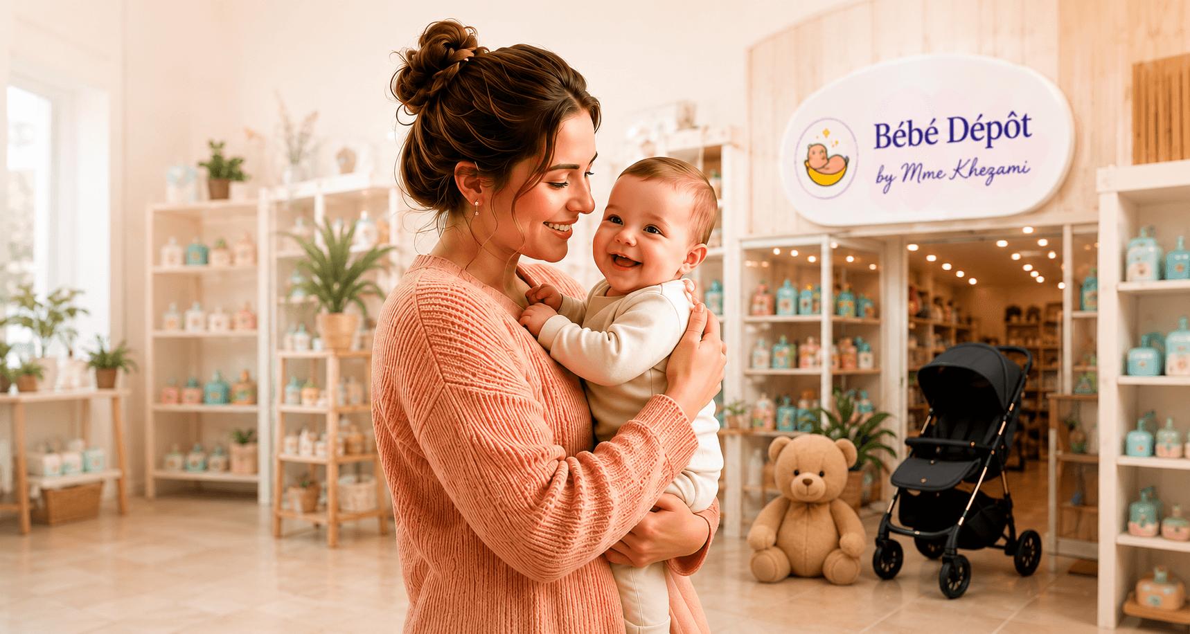 Mme Khezami avec bébé